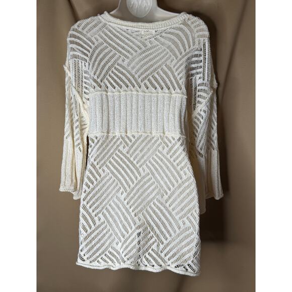POL Boho Cream Open Weave Loose Knit Sweater S New - Picture 3 of 5